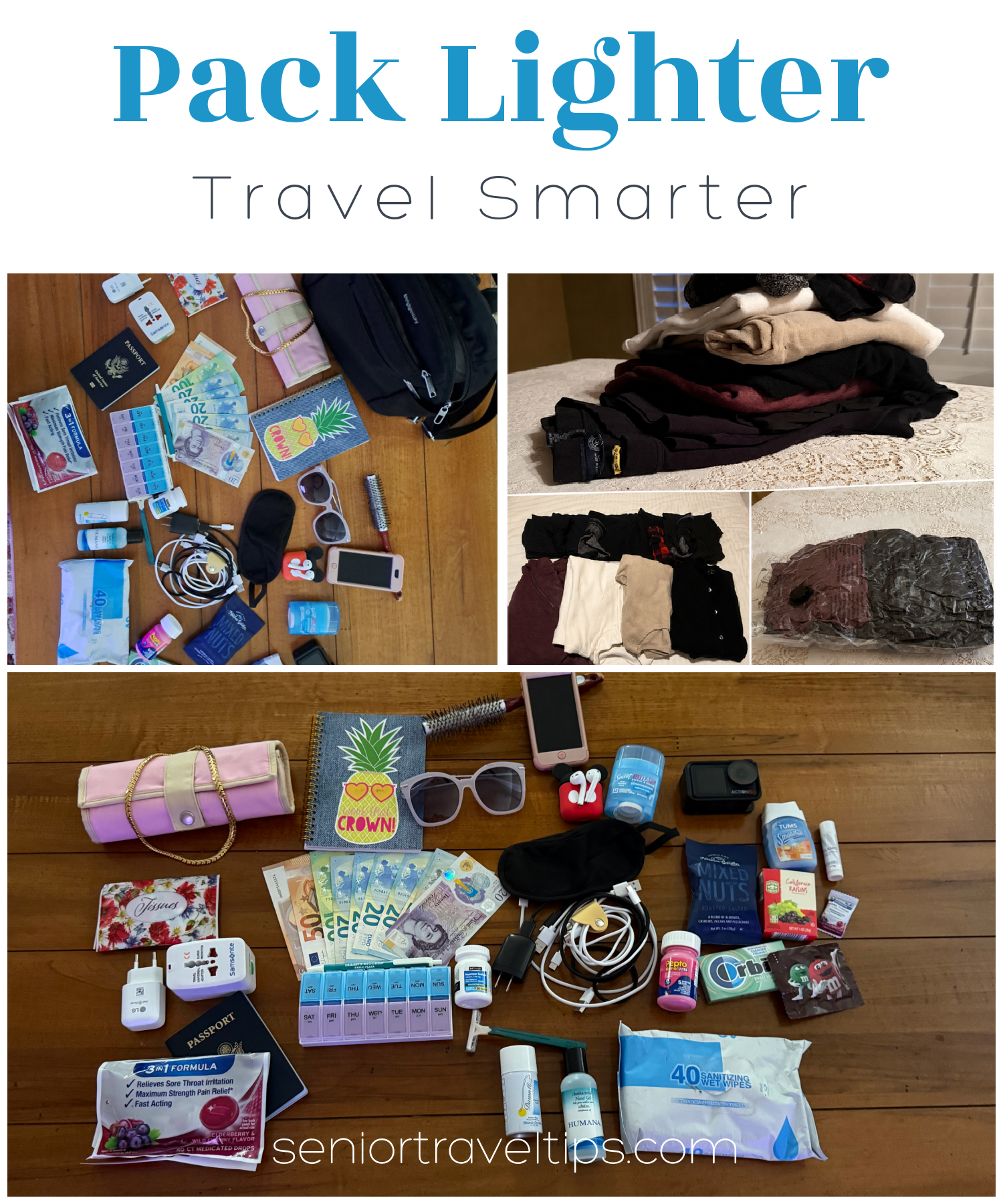 Travel essentials neatly organized for packing