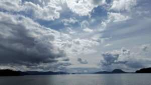 Ocean and cloudy sky view during a transatlantic cruise sea day